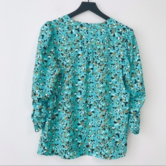 Joie Ruched Puff Sleeve Ditsy Floral Oversized Retro Top Blouse - Picture 4 of 12